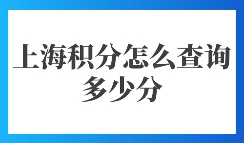 上海积分怎么查询多少分？2025上海积分官网登录入口→