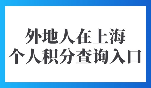 2025上海市积分查询平台：外地人在上海个人积分查询入口→