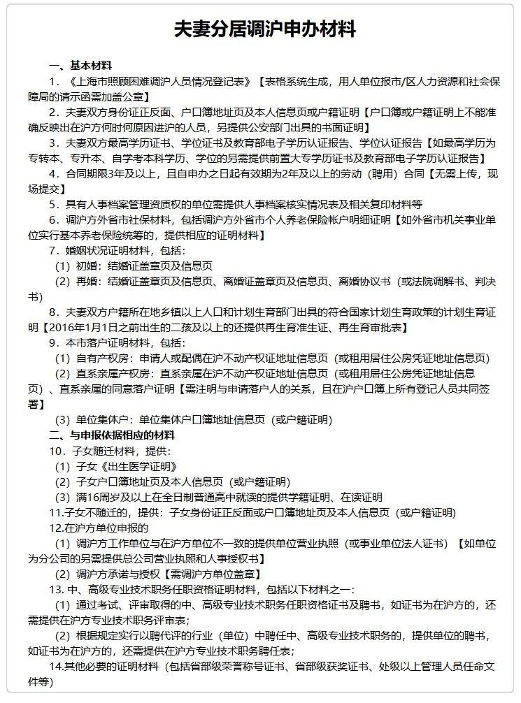夫妻投靠落户上海条件