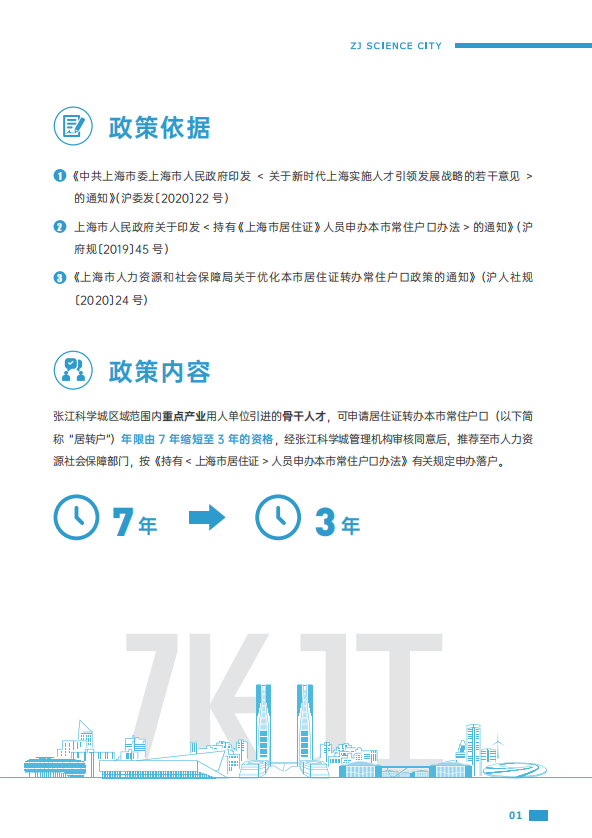张江科学城人才居住证转办常住户口年限由7年缩短为3年资格申请操作指南