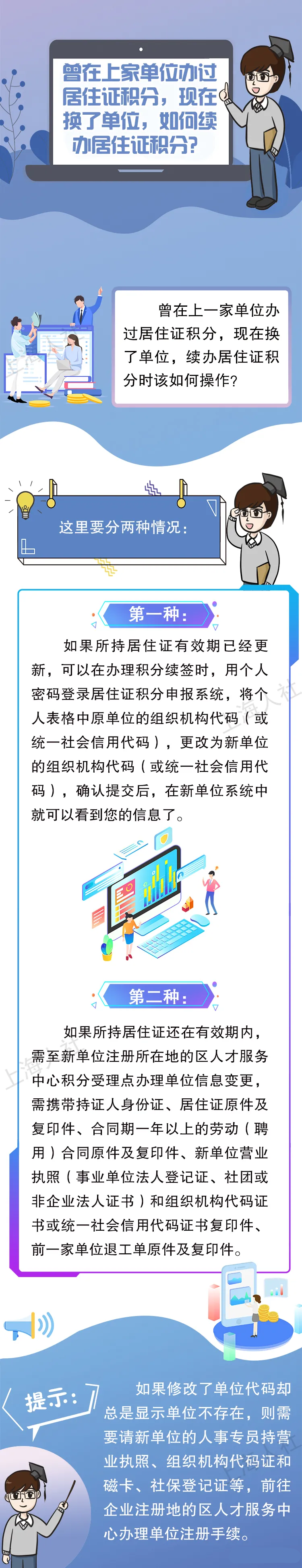 上海居住证积分如何更换单位